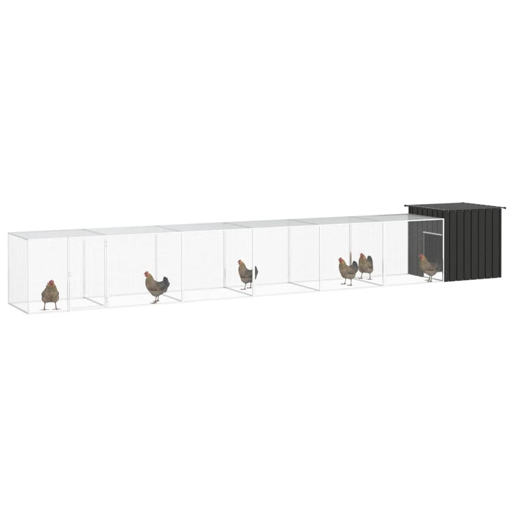 vidaXL Chicken Coop Anthracite 700x91x100 cm Galvanized Steel