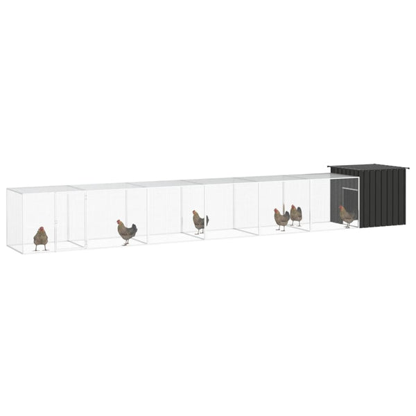 vidaXL Chicken Coop Anthracite 700x91x100 cm Galvanized Steel
