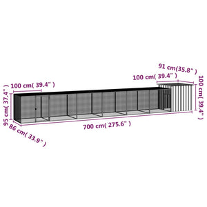 vidaXL Chicken Coop Anthracite 700x91x100 cm Galvanized Steel