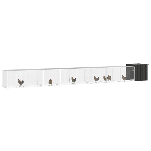 vidaXL Chicken Coop Anthracite 900x91x100 cm Galvanized Steel