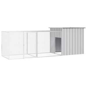 vidaXL Chicken Coop Grey 300x91x100 cm Galvanized Steel