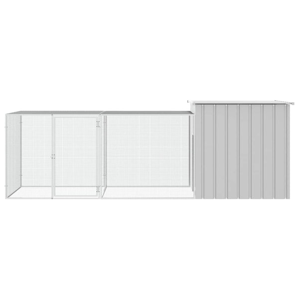 vidaXL Chicken Coop Grey 300x91x100 cm Galvanized Steel