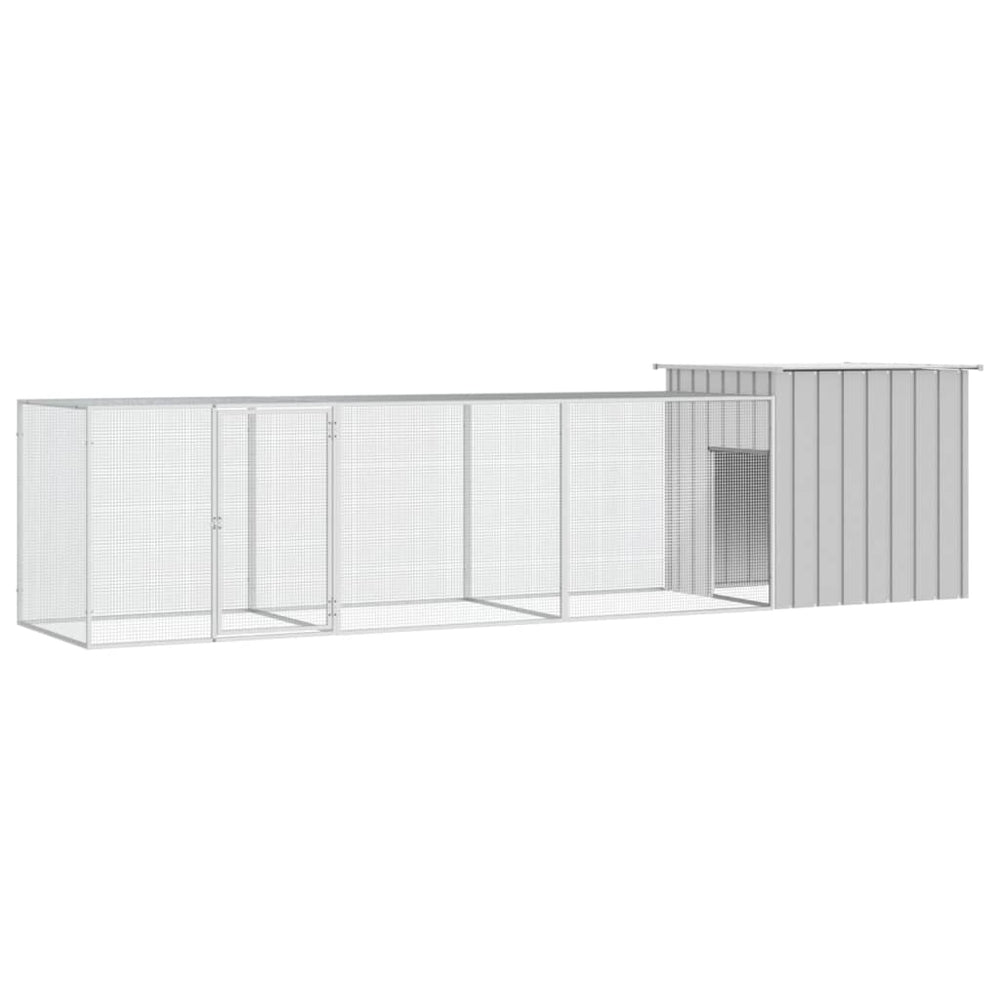 vidaXL Chicken Coop Grey 400x91x100 cm Galvanized Steel