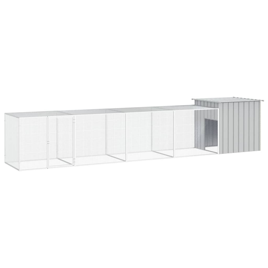 vidaXL Chicken Coop Grey 500x91x100 cm Galvanized Steel