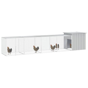 vidaXL Chicken Coop Grey 500x91x100 cm Galvanized Steel