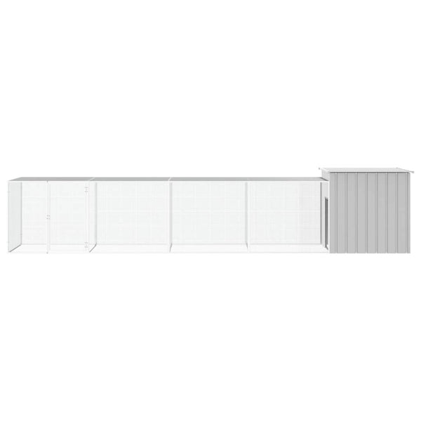 vidaXL Chicken Coop Grey 500x91x100 cm Galvanized Steel