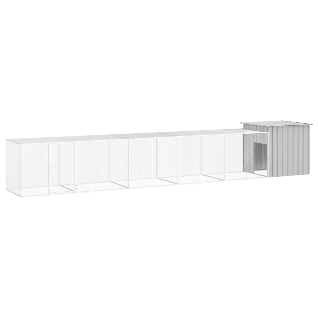 vidaXL Chicken Coop Grey 600x91x100 cm Galvanized Steel