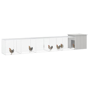 vidaXL Chicken Coop Grey 600x91x100 cm Galvanized Steel