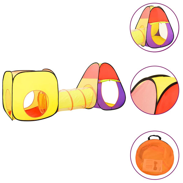vidaXL Play Tent with 250 Balls Multicolored 255x80x100 cm