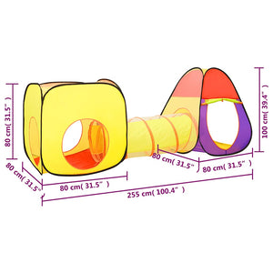 vidaXL Play Tent with 250 Balls Multicolored 255x80x100 cm