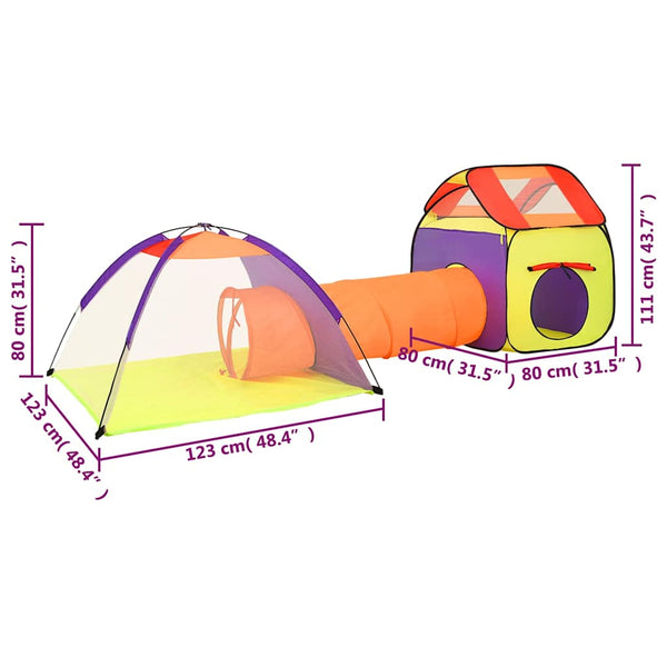 vidaXL Play Tent with 250 Balls Multicolored 338x123x111 cm