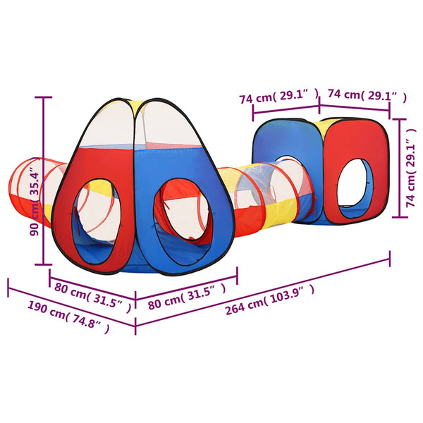 vidaXL Play Tent with 250 Balls Multicolored 190x264x90 cm