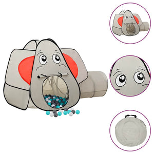 vidaXL Elephant-Shaped Play Tent with 250 Balls Grey 174x86x101 cm