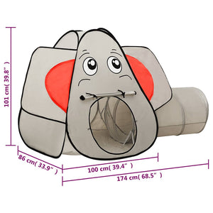 vidaXL Elephant-Shaped Play Tent with 250 Balls Grey 174x86x101 cm