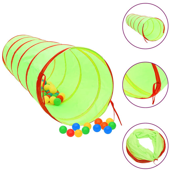 vidaXL Play Tunnel with 250 Balls Green 175 cm Polyester
