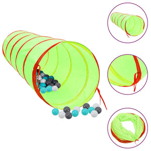 vidaXL Play Tunnel with 250 Balls Green 175 cm Polyester