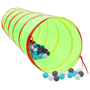 vidaXL Play Tunnel with 250 Balls Green 175 cm Polyester