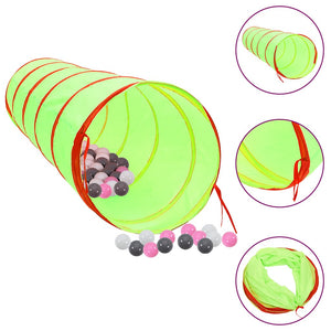 vidaXL Play Tunnel with 250 Balls Green 175 cm Polyester