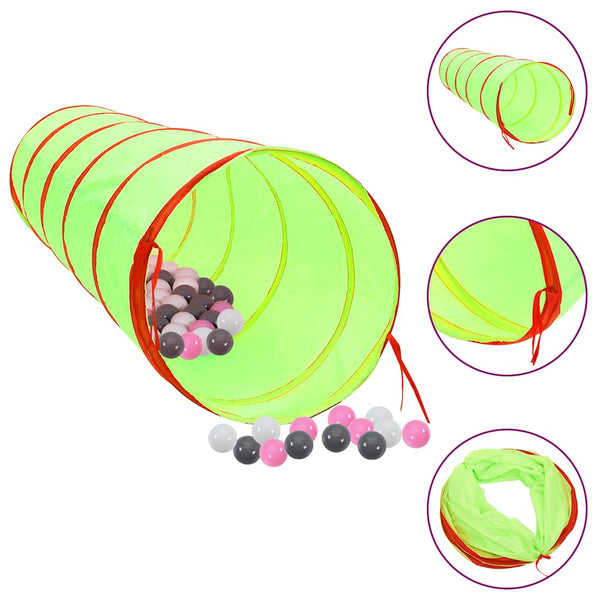 vidaXL Play Tunnel with 250 Balls Green 175 cm Polyester
