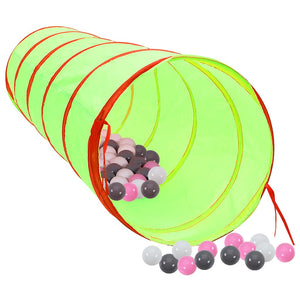 vidaXL Play Tunnel with 250 Balls Green 175 cm Polyester