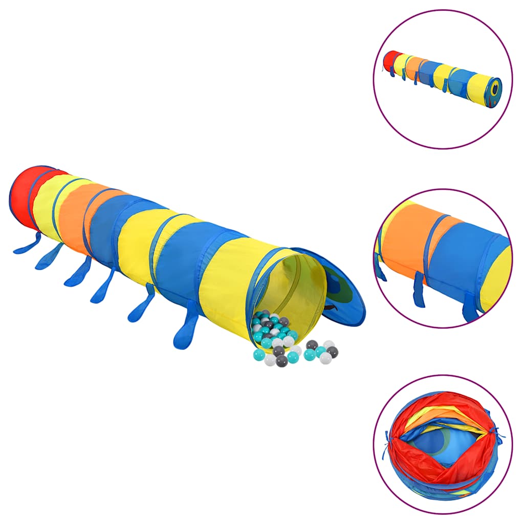 vidaXL Play Tunnel with 250 Balls Multicolour 245 cm Polyester
