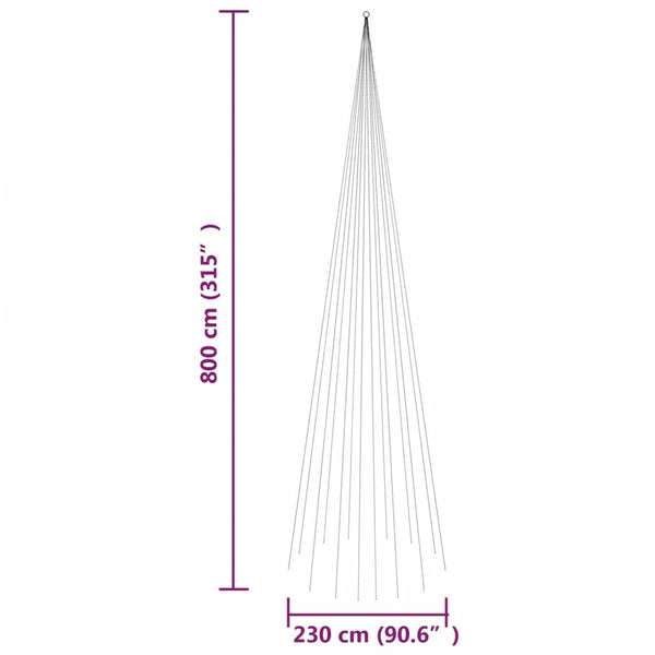 LED Weihnachtsbaum für Fahnenmast, 800cm