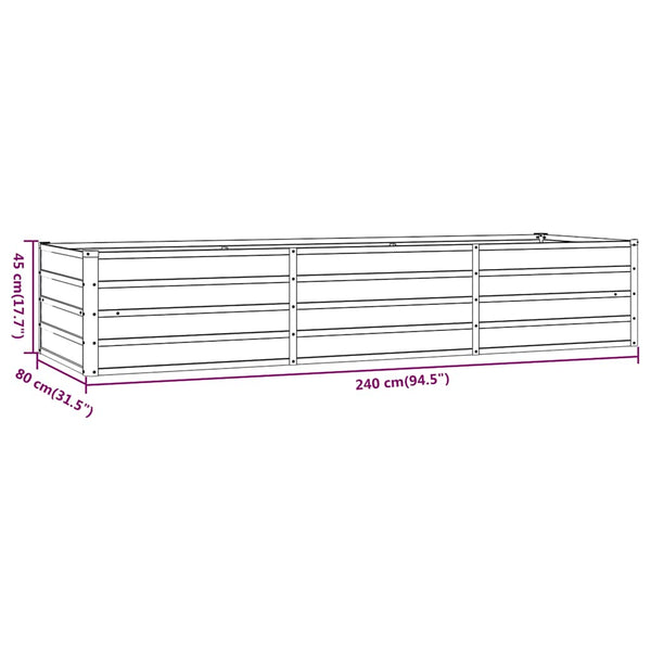 vidaXL Rusted Raised Garden Bed 240x80x45 cm Corten Steel