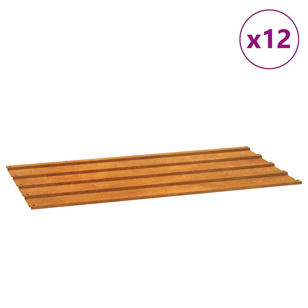 vidaXL Roofing Panels 12 pcs. Rusty 80x44 cm Corten Steel
