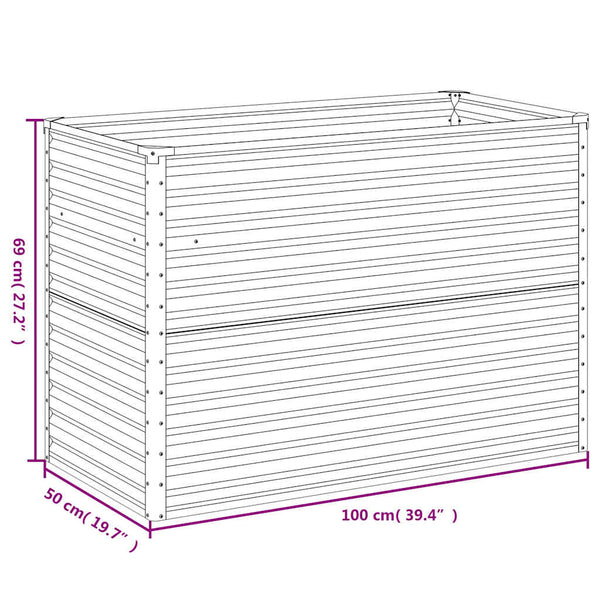 vidaXL Raised Garden Bed 100 x 50 x 69 cm Corten Steel