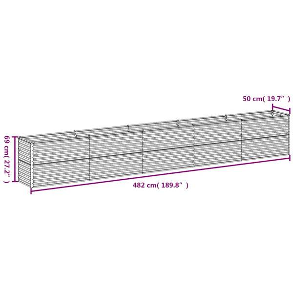 vidaXL Garden Raised Bed 482 x 50 x 69 cm Corten Steel