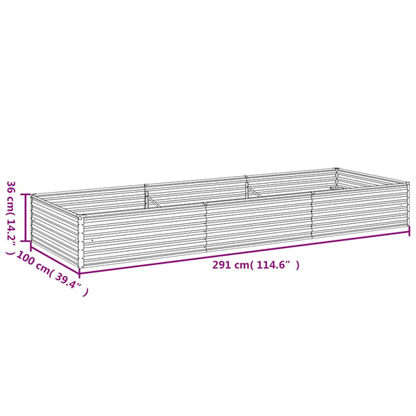 vidaXL Raised Garden Bed 291x100x36 cm Corten Steel