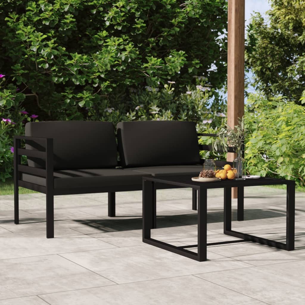 vidaXL 3-Piece Garden Lounge Set with Cushions Aluminum Anthracite