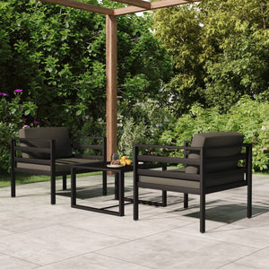 vidaXL 3-Piece Garden Lounge Set with Cushions Aluminum Anthracite