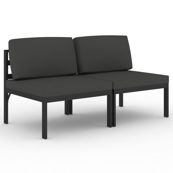 vidaXL 2-Seater Garden Sofa with Cushions Aluminum Anthracite