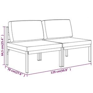 vidaXL 2-Seater Garden Sofa with Cushions Aluminum Anthracite