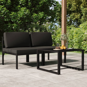 vidaXL 3-Piece Garden Lounge Set with Cushions Aluminum Anthracite