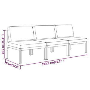 vidaXL 3-Seater Garden Sofa with Cushions Aluminum Anthracite