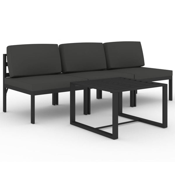 vidaXL 4-Piece Garden Lounge Set with Cushions Aluminum Anthracite