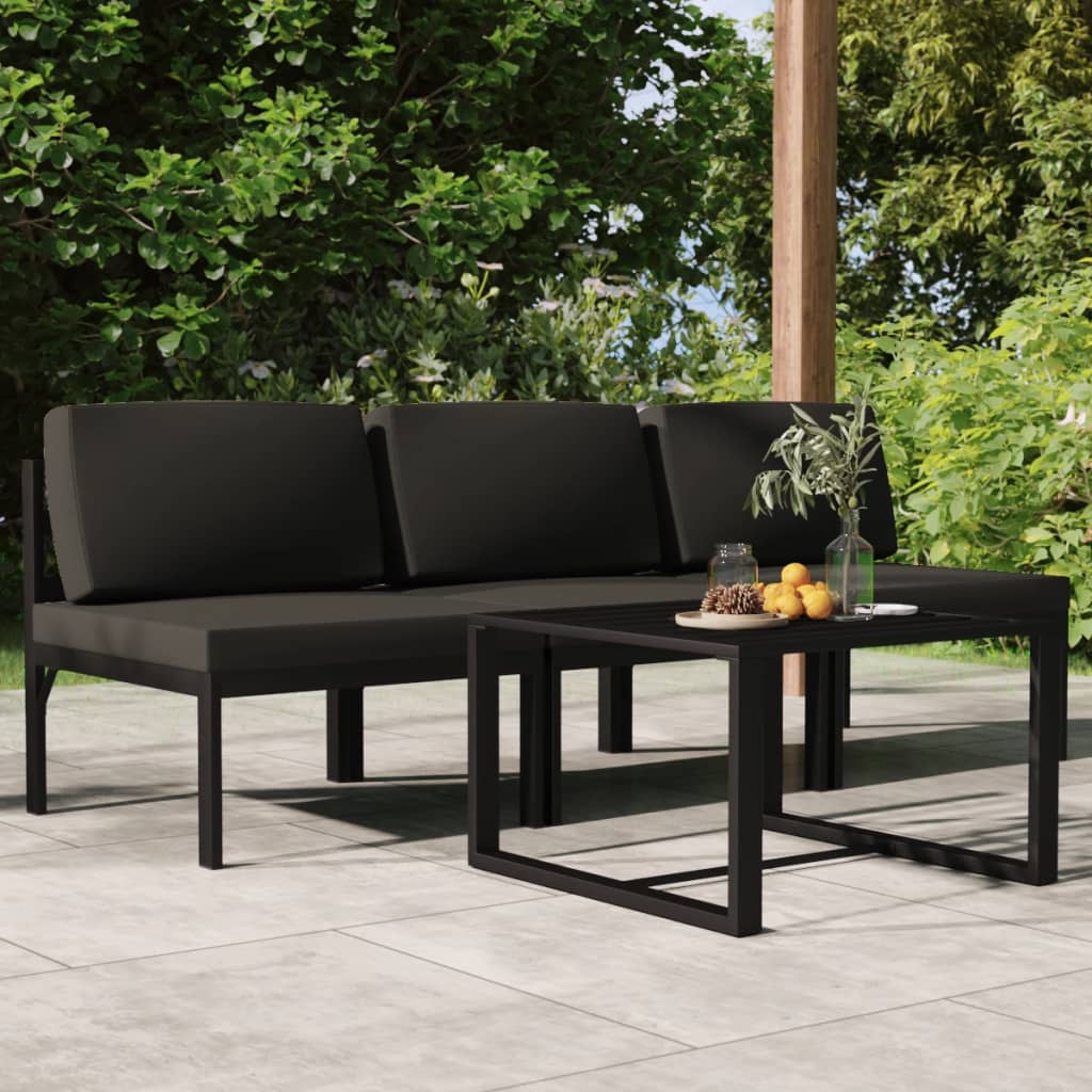 vidaXL 4-Piece Garden Lounge Set with Cushions Aluminum Anthracite