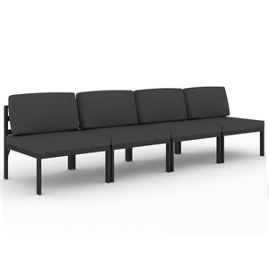 vidaXL 4-Seater Garden Sofa with Cushions Aluminum Anthracite