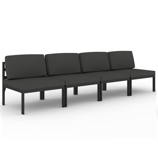 vidaXL 4-Seater Garden Sofa with Cushions Aluminum Anthracite