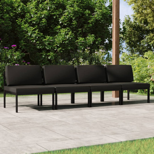 vidaXL 4-Seater Garden Sofa with Cushions Aluminum Anthracite