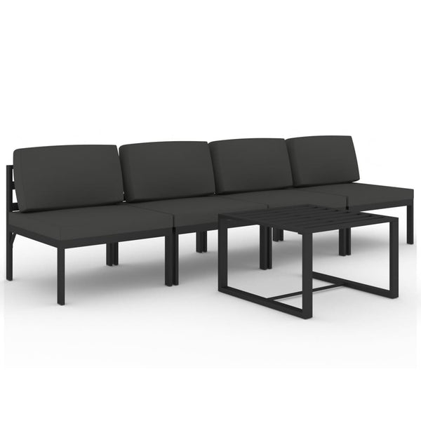 vidaXL 5-piece Garden Lounge Set with Cushions Aluminum Anthracite