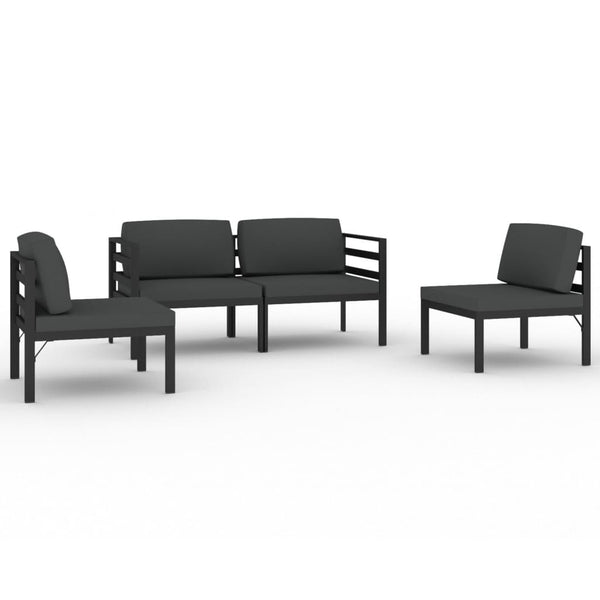 vidaXL 4-Piece Garden Lounge Set with Cushions Aluminum Anthracite