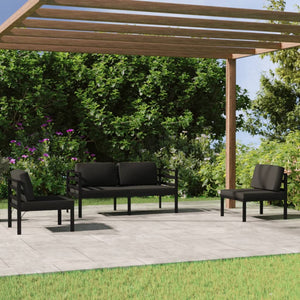 vidaXL 4-Piece Garden Lounge Set with Cushions Aluminum Anthracite