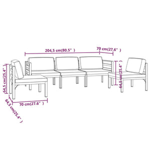 vidaXL 5-piece Garden Lounge Set with Cushions Aluminum Anthracite