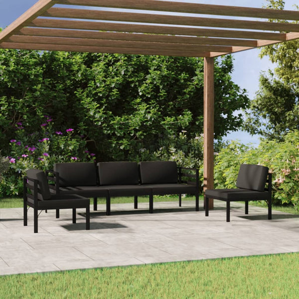 vidaXL 5-piece Garden Lounge Set with Cushions Aluminum Anthracite