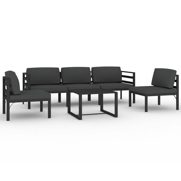 vidaXL 6-piece Garden Lounge Set with Cushions Aluminum Anthracite