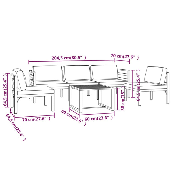 vidaXL 6-piece Garden Lounge Set with Cushions Aluminum Anthracite