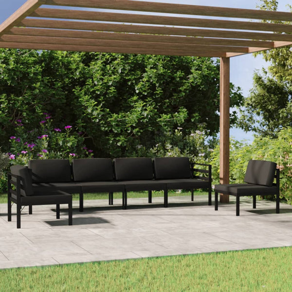 vidaXL 6-piece Garden Lounge Set with Cushions Aluminum Anthracite